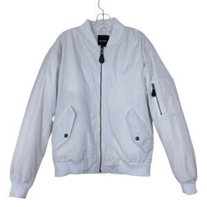 Decibel Men's Bomber Jacket Quilted Winter Coat Pockets Size Large White